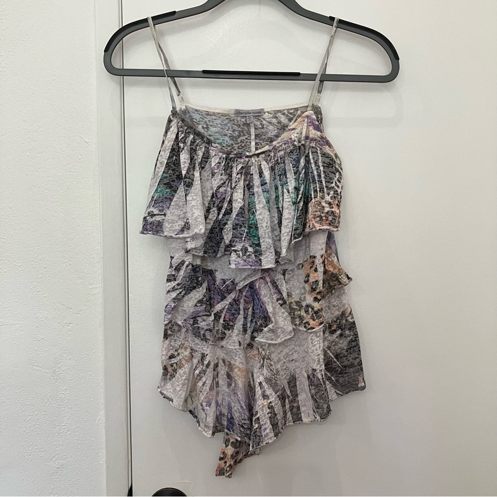 Charlotte Russe Multicolor Ruffle Tank, XL